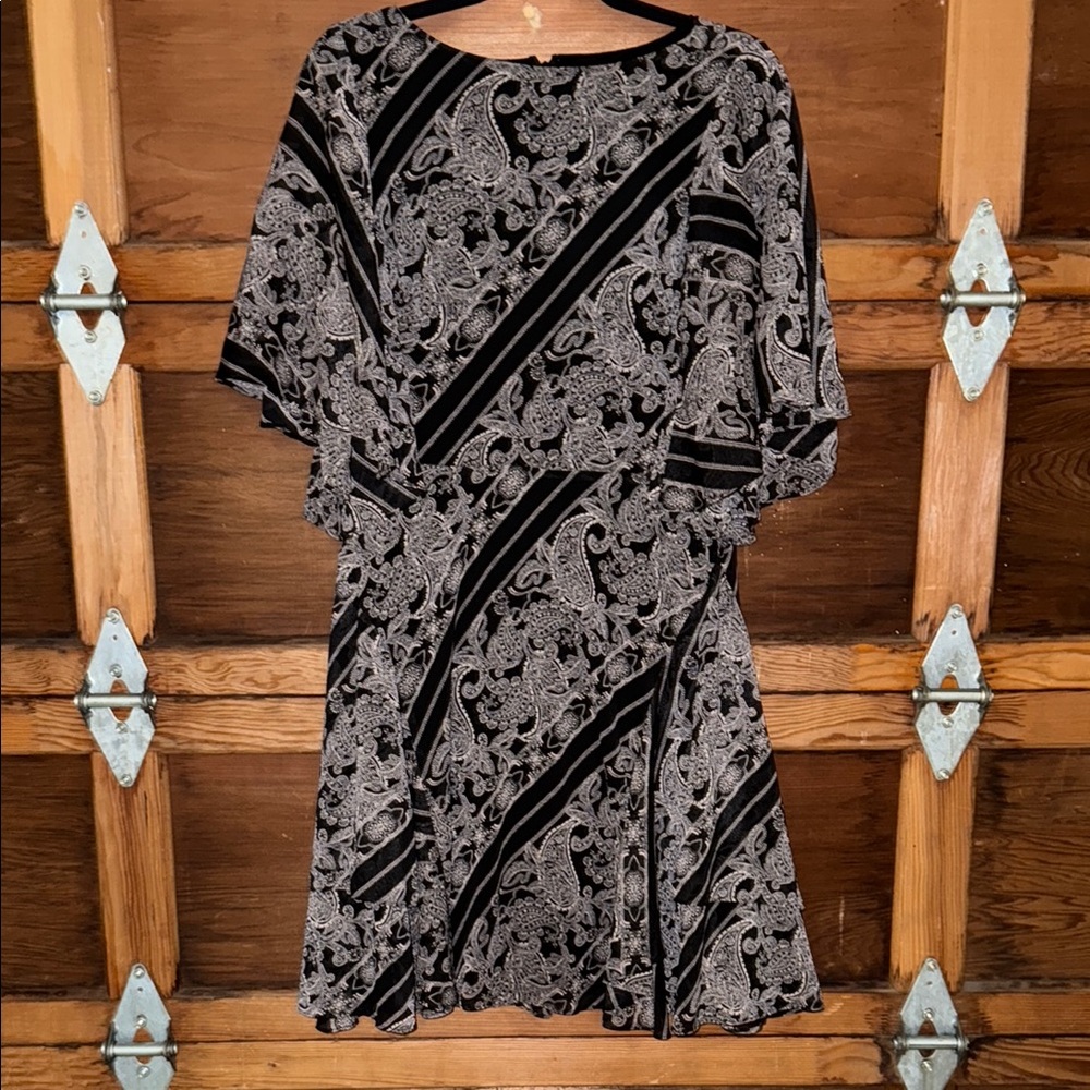 Ralph Lauren Black and Gray Sheath Dress with Dolman Sleeves